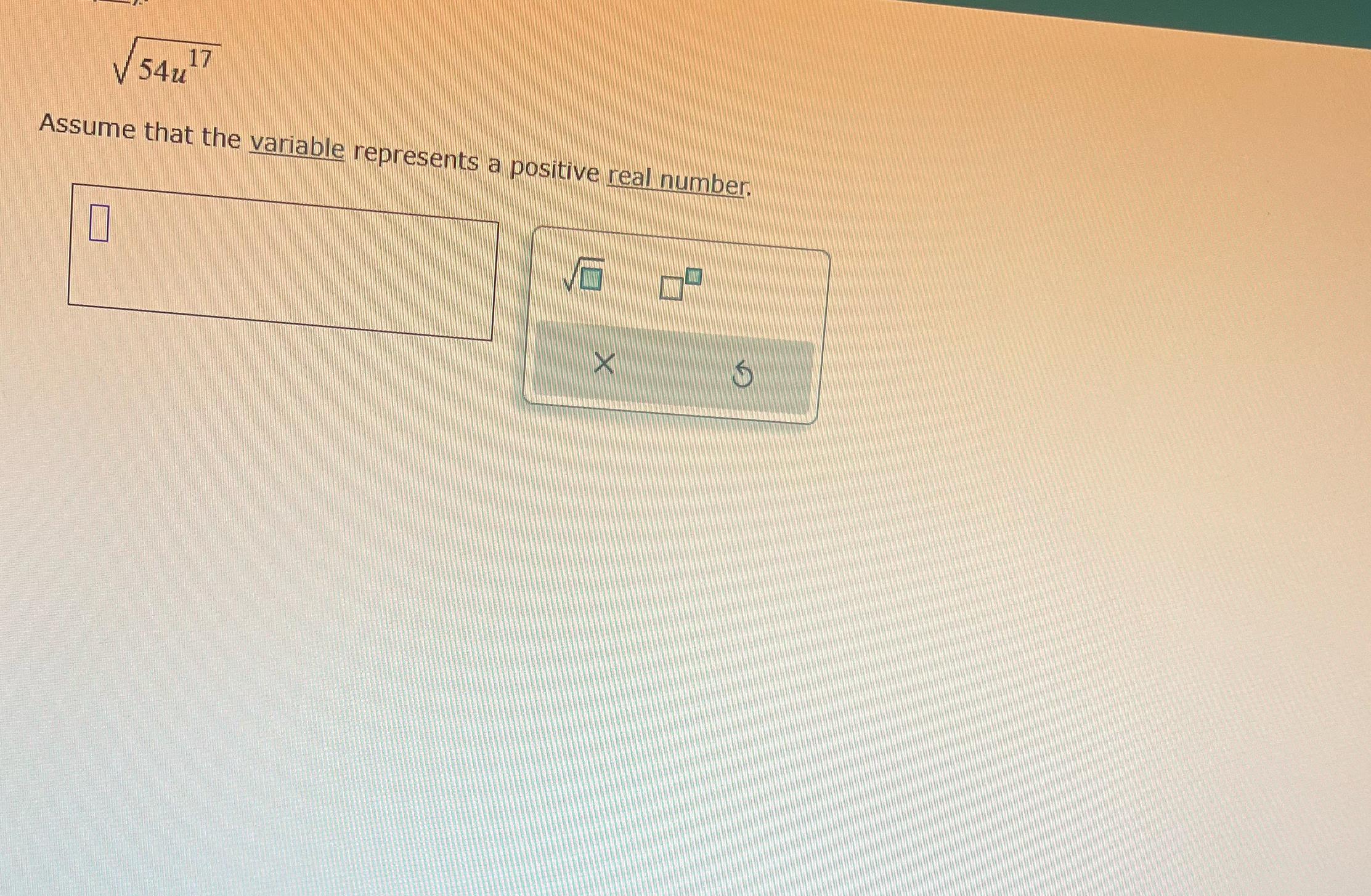 Solved 54u172Assume that the variable represents a positive | Chegg.com