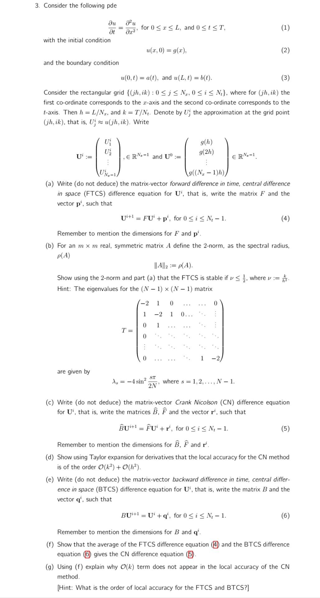 3 Consider The Following Pde For 0 Chegg Com