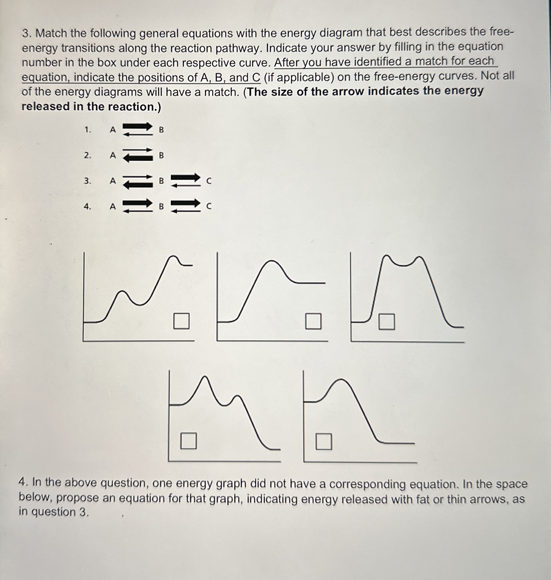 Solved Match the following general equations with the energy | Chegg.com