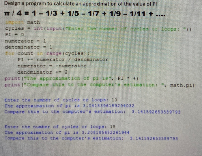 Solved Design a program to calculate an approximation of the | Chegg.com