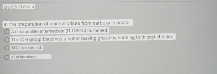 Solved n the preparation of acid chlorides from carboxylic | Chegg.com