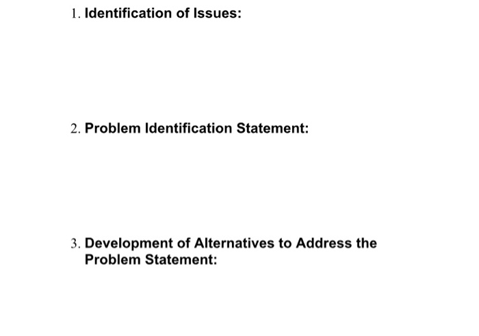 Solved 1. Identification of Issues: 2. Problem | Chegg.com