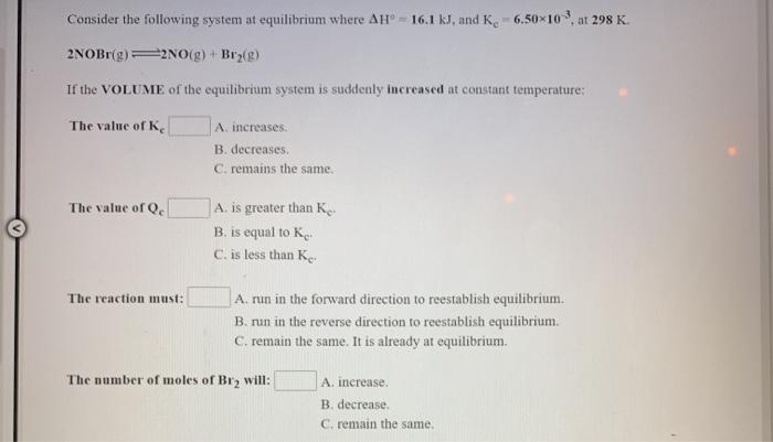 Solved Consider the following system at equilibrium where AH | Chegg.com
