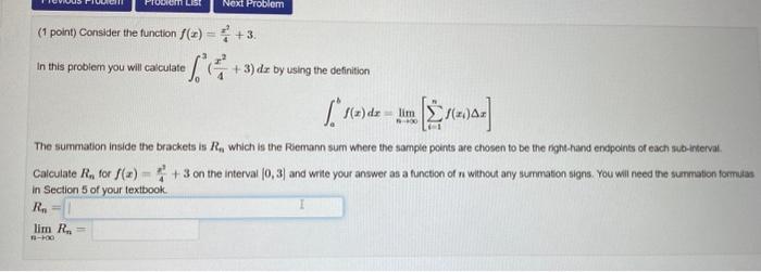 Solved (1 point) Consider the function f(x)=4x2+3 In this | Chegg.com