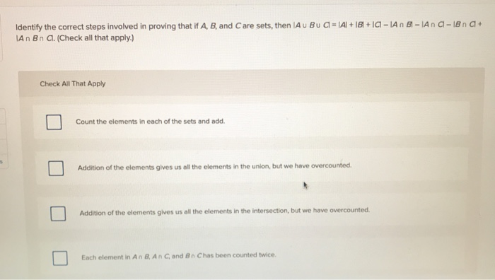 Solved Identify the correct steps involved in proving that | Chegg.com