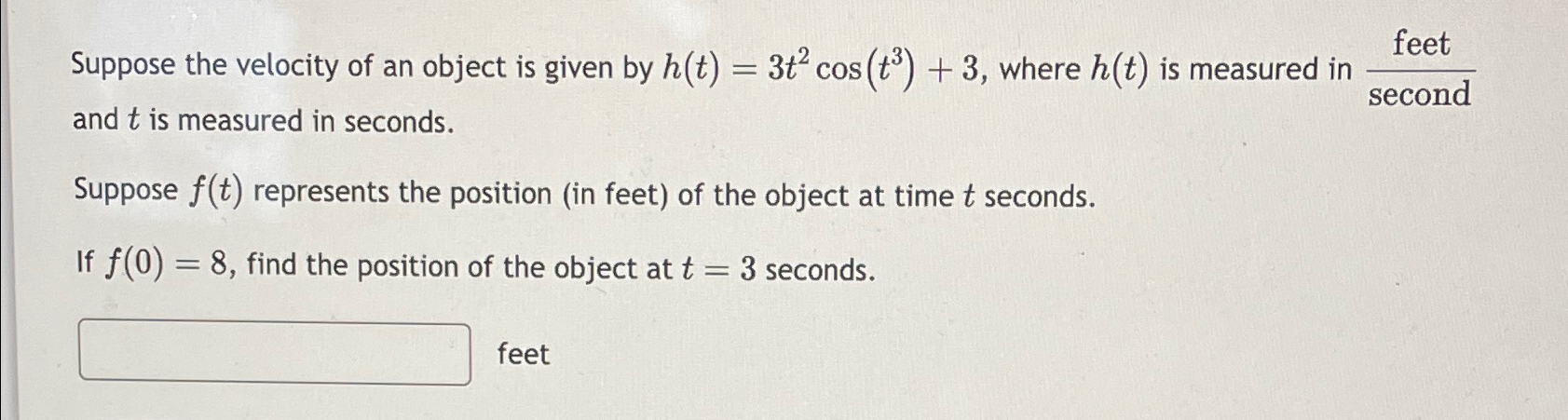 Suppose the velocity of an object is given by | Chegg.com
