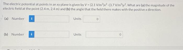 Solved The electric potential at points in an xy plane is | Chegg.com