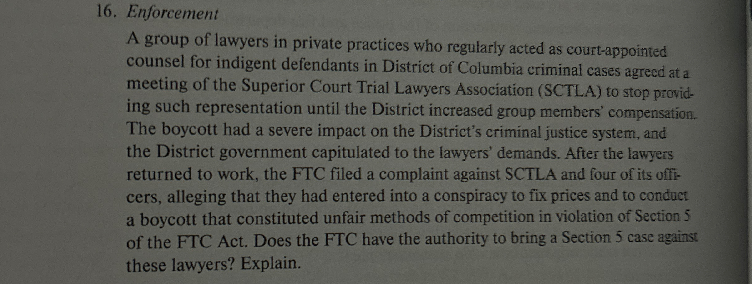 Solved EnforcementA group of lawyers in private practices | Chegg.com