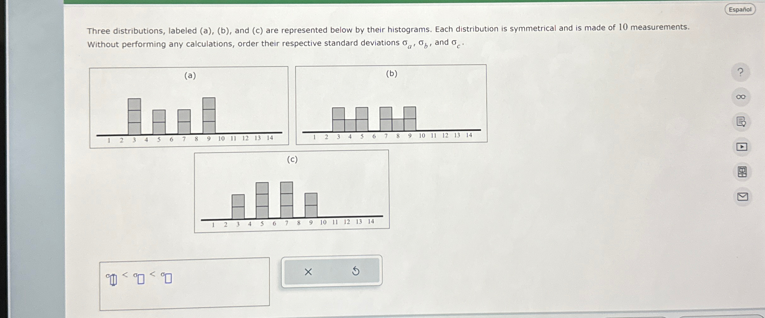 Solved Three distributions, labeled (a), (b), ﻿and (c) ﻿are | Chegg.com