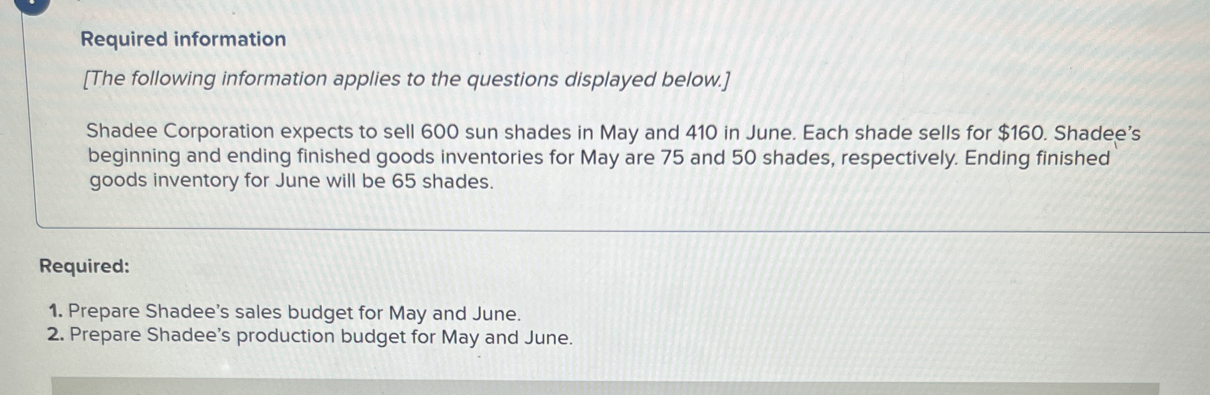 Solved Required information[The following information | Chegg.com