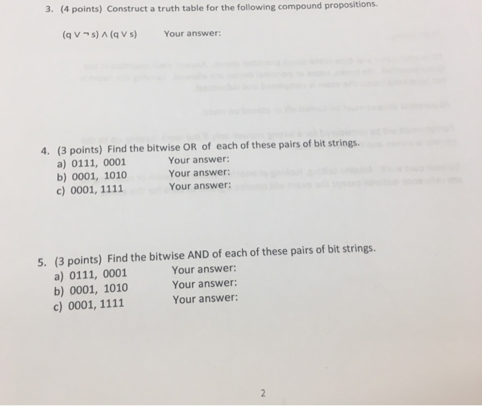 Solved 3. (4 points) Construct a truth table for the | Chegg.com