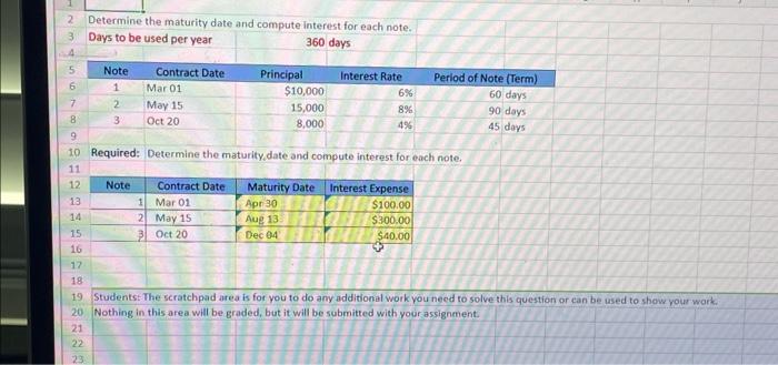 Solved Determine the maturity date and compute interest for 