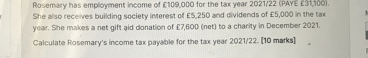 Solved Rosemary Has Employment Income Of £109000 ﻿for The 5536