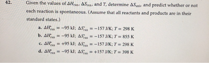 Solved Calculate the change in Gibbs free energy for each of | Chegg.com