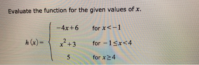 Solved Evaluate the function for the given values of x. | Chegg.com