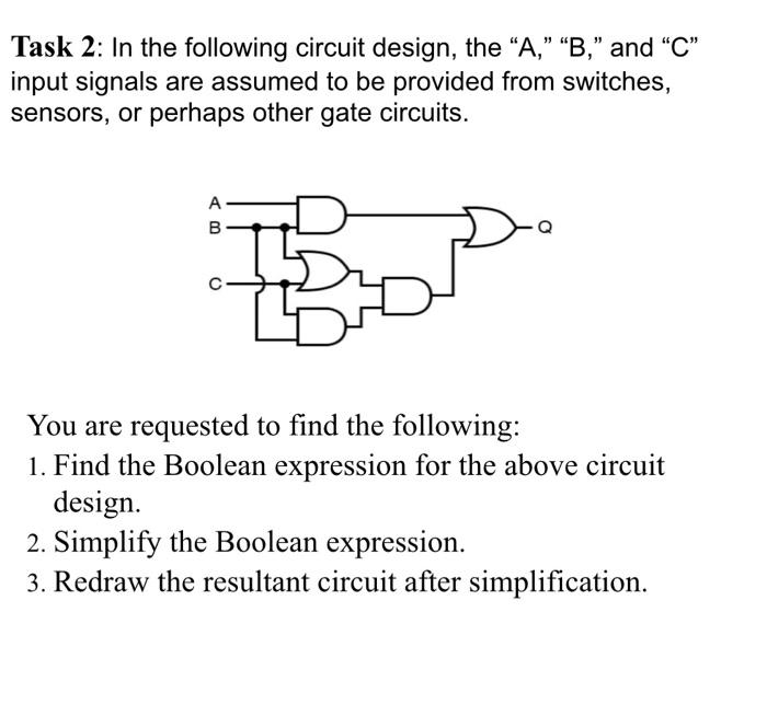 Solved Task 2: In The Following Circuit Design, The “A,” | Chegg.com ...