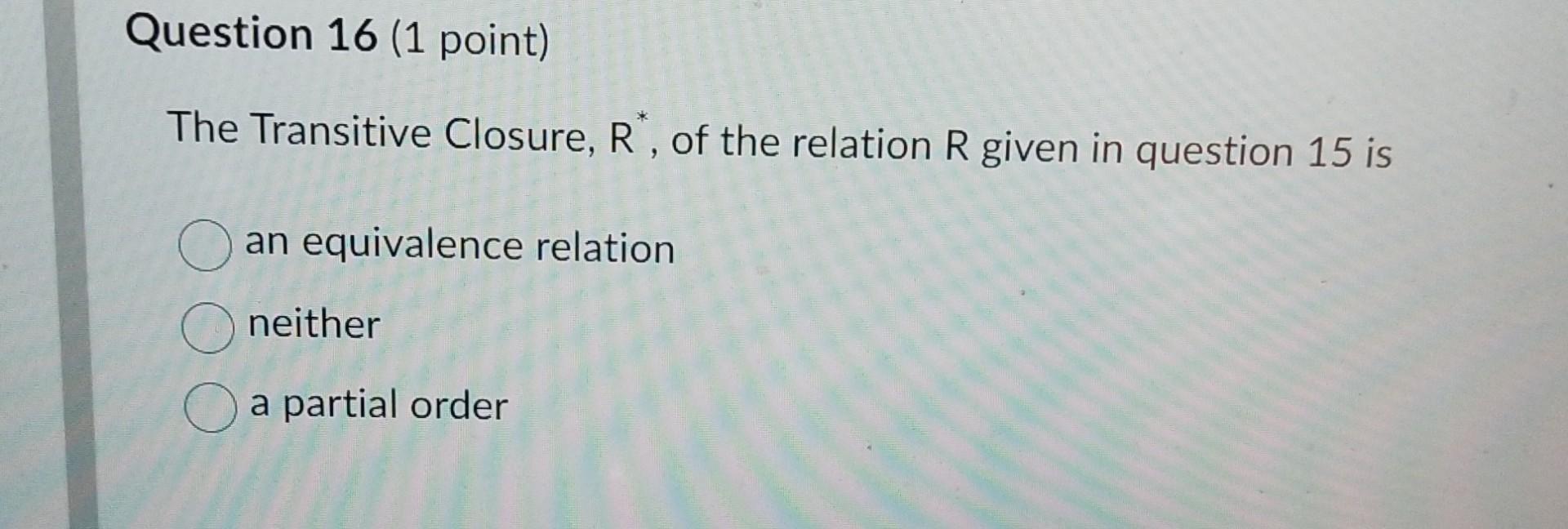 Solved Question 14 (2 points) The above drawing is a Hasse | Chegg.com
