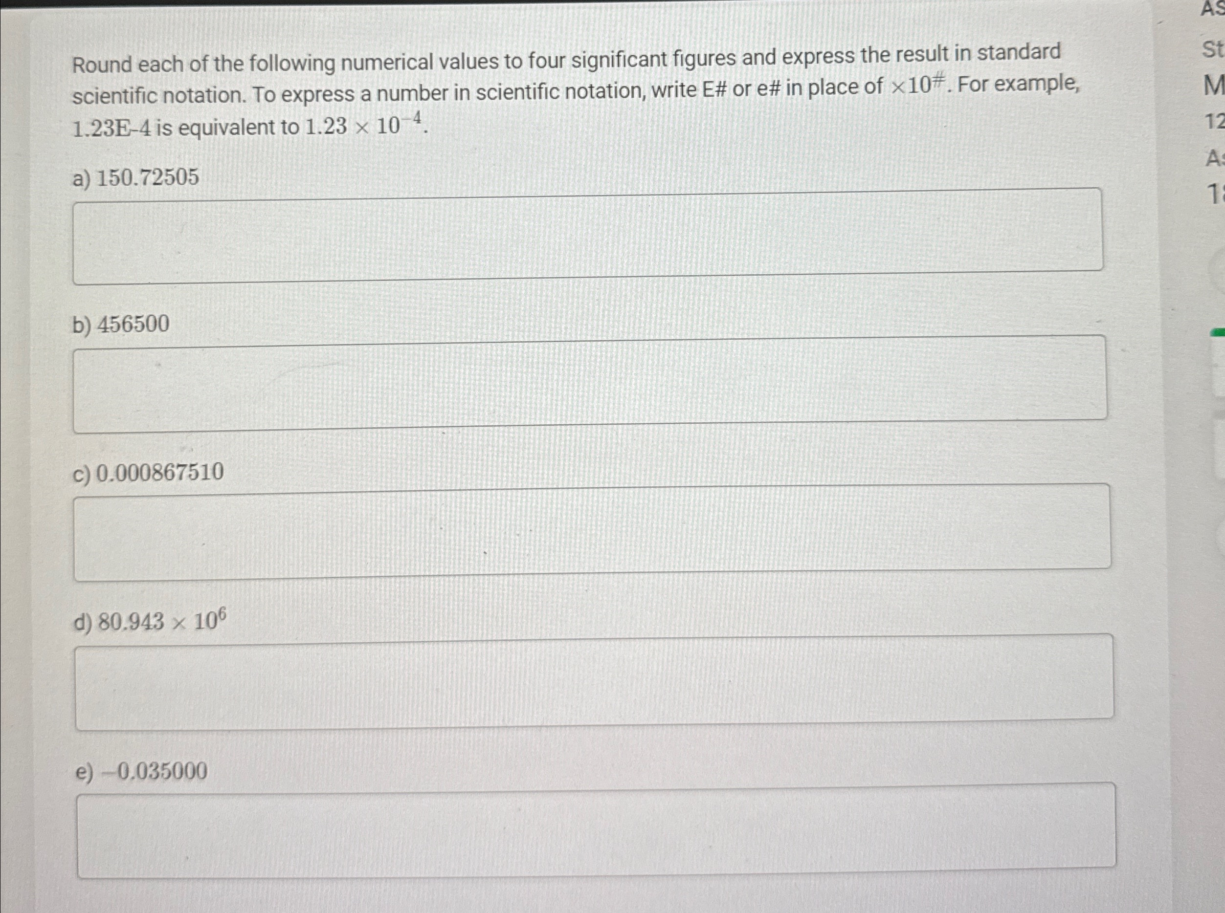 Solved Round each of the following numerical values to four | Chegg.com