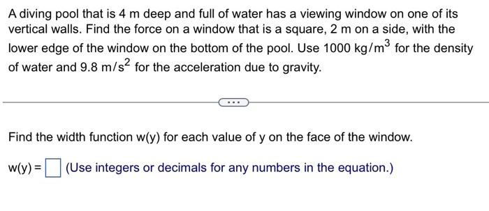 Solved A diving pool that is 4 m deep and full of water has | Chegg.com
