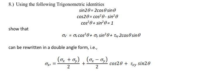 Solved 8.) Using the following Trigonometric identities sin2 | Chegg.com