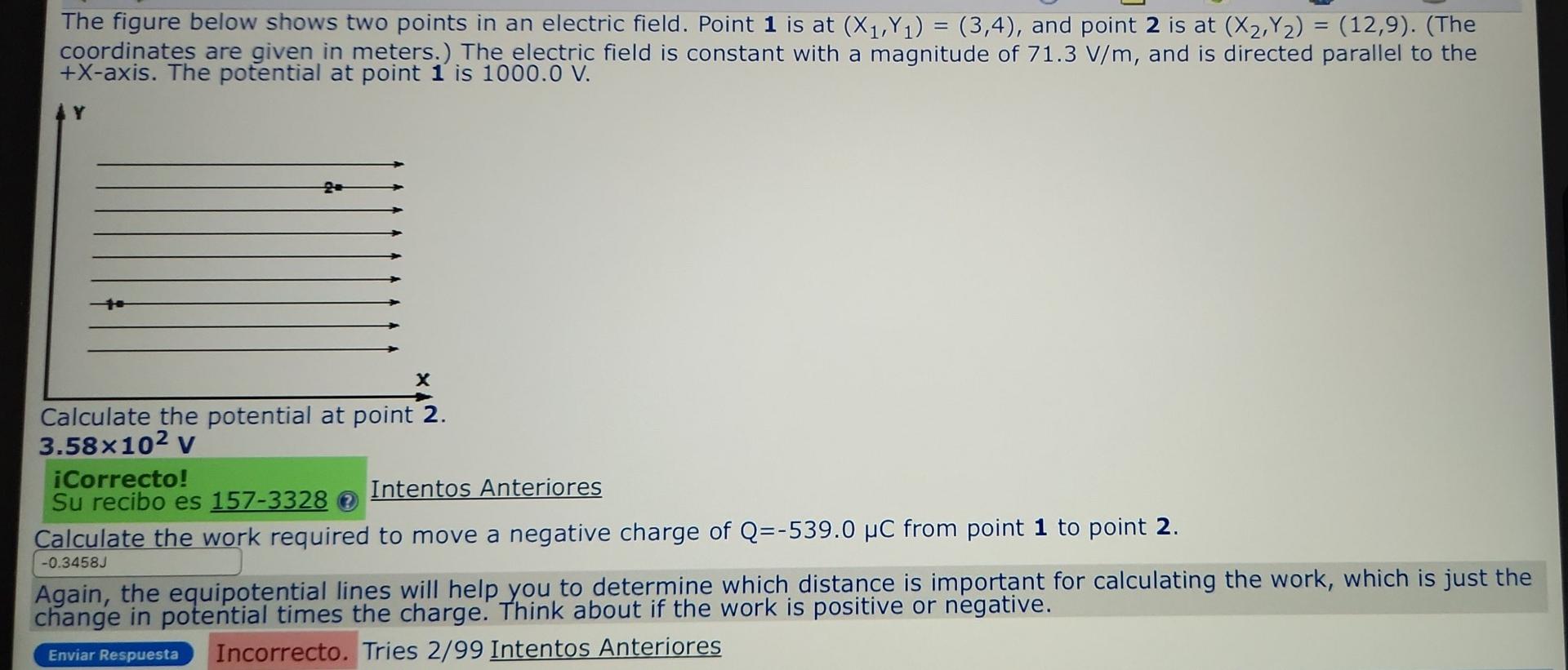 Solved The figure below shows two points in an electric | Chegg.com