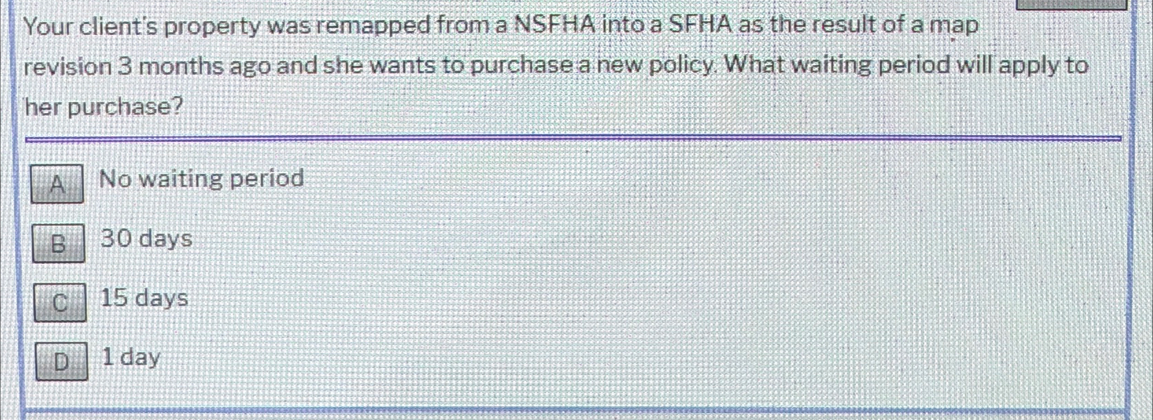 Solved Your client's property was remapped from a NSFHA into | Chegg.com