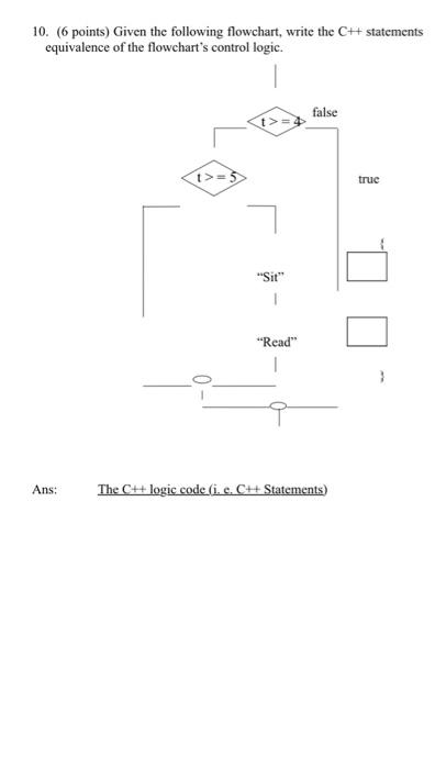 10. (6 points) Given the following flowchart, write | Chegg.com