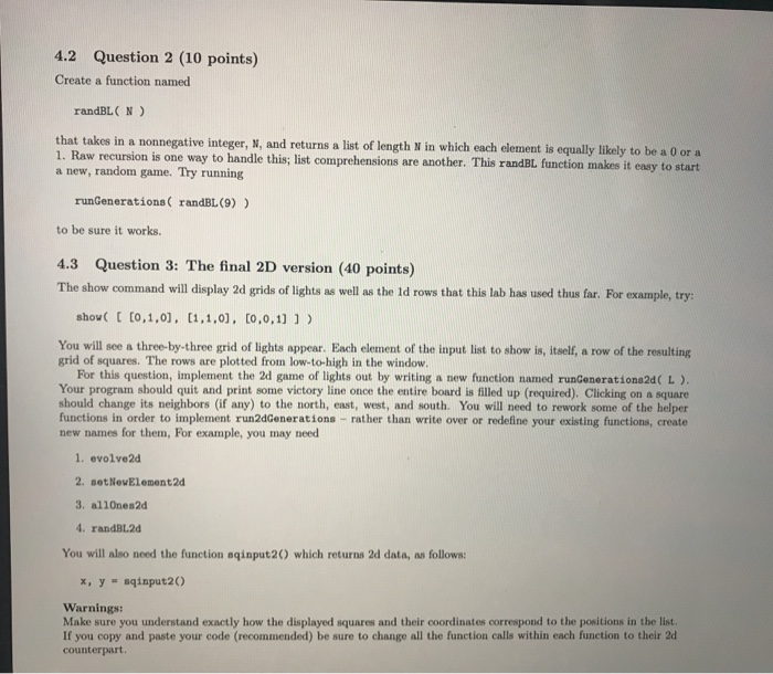 4.2 Question 2 (10 points) Create a function named | Chegg.com