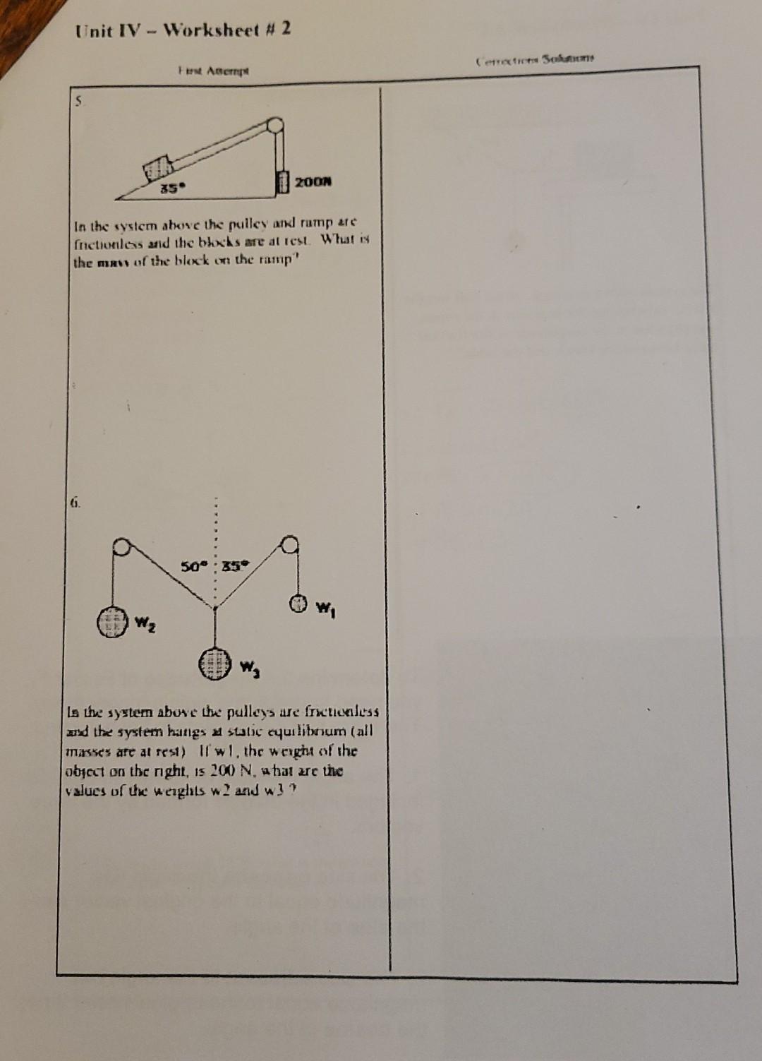 Solved Unit IV - Worksheet # 2 (refret Som Ft ABC 200N In | Chegg.com