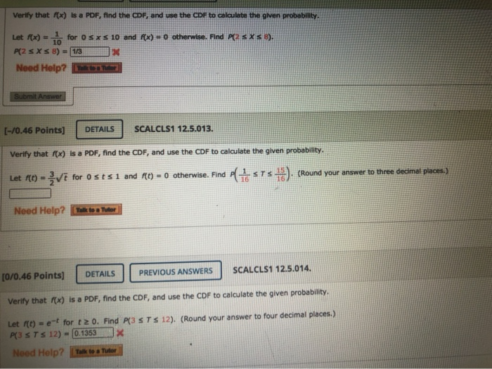 finding cdf from pdf