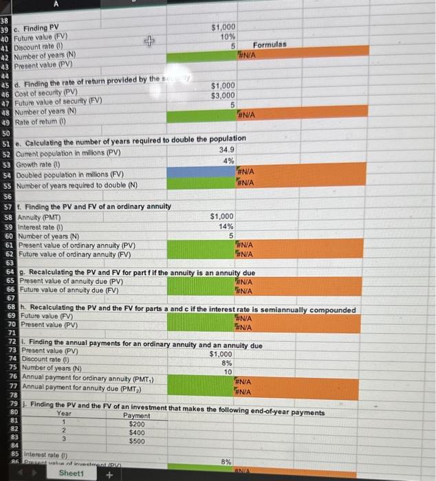 Solved Excel Activity: Time value of money The data has been | Chegg.com