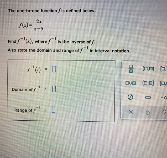Solved The one-to-one function f is defined below. S(x)= 275 | Chegg.com