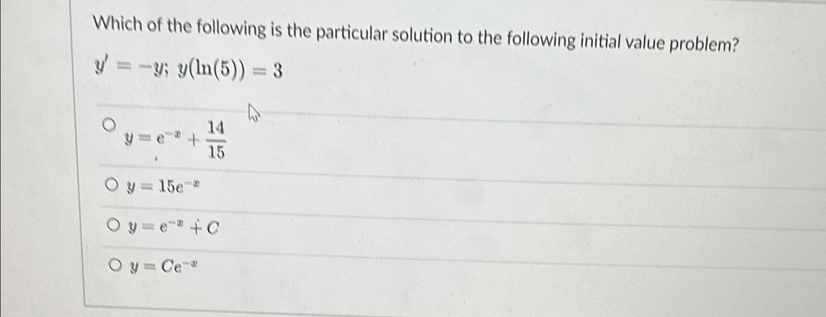 Solved Which of the following is the particular solution to | Chegg.com