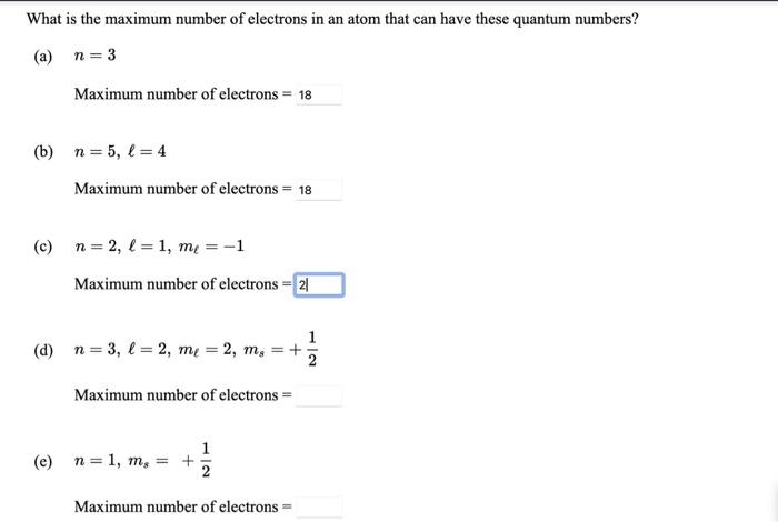 maximum number of electrons in n 5