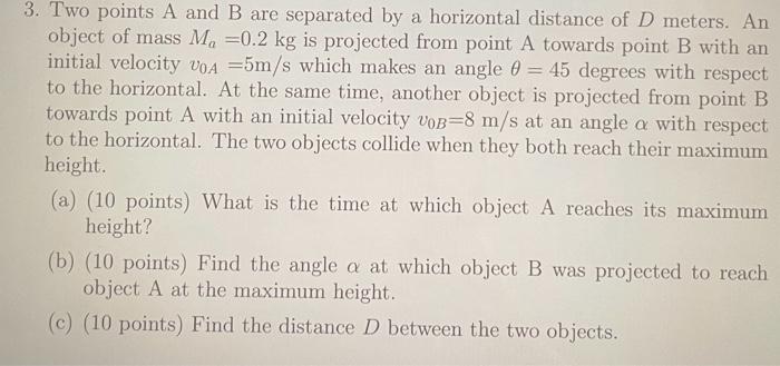 Solved 3. Two Points A And B Are Separated By A Horizontal | Chegg.com