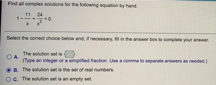 Solved Find All Complex Solutions For The Following Equation | Chegg.com