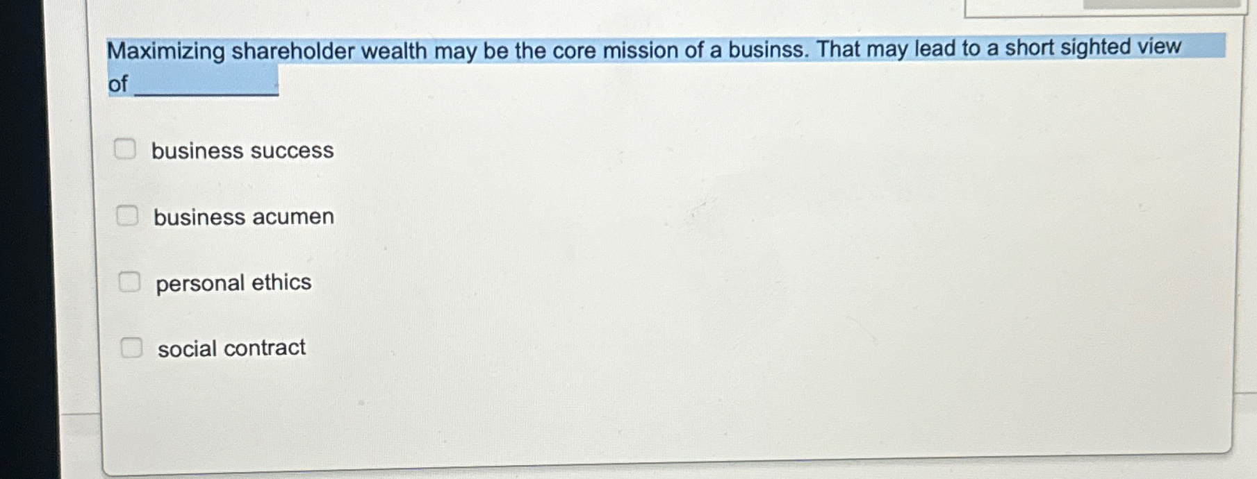 Solved maximizing shareholder wealth may be the core mission chegg