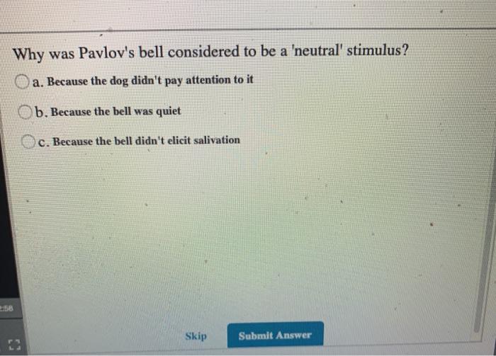 in pavlov's experiments what type of stimulus was the bell