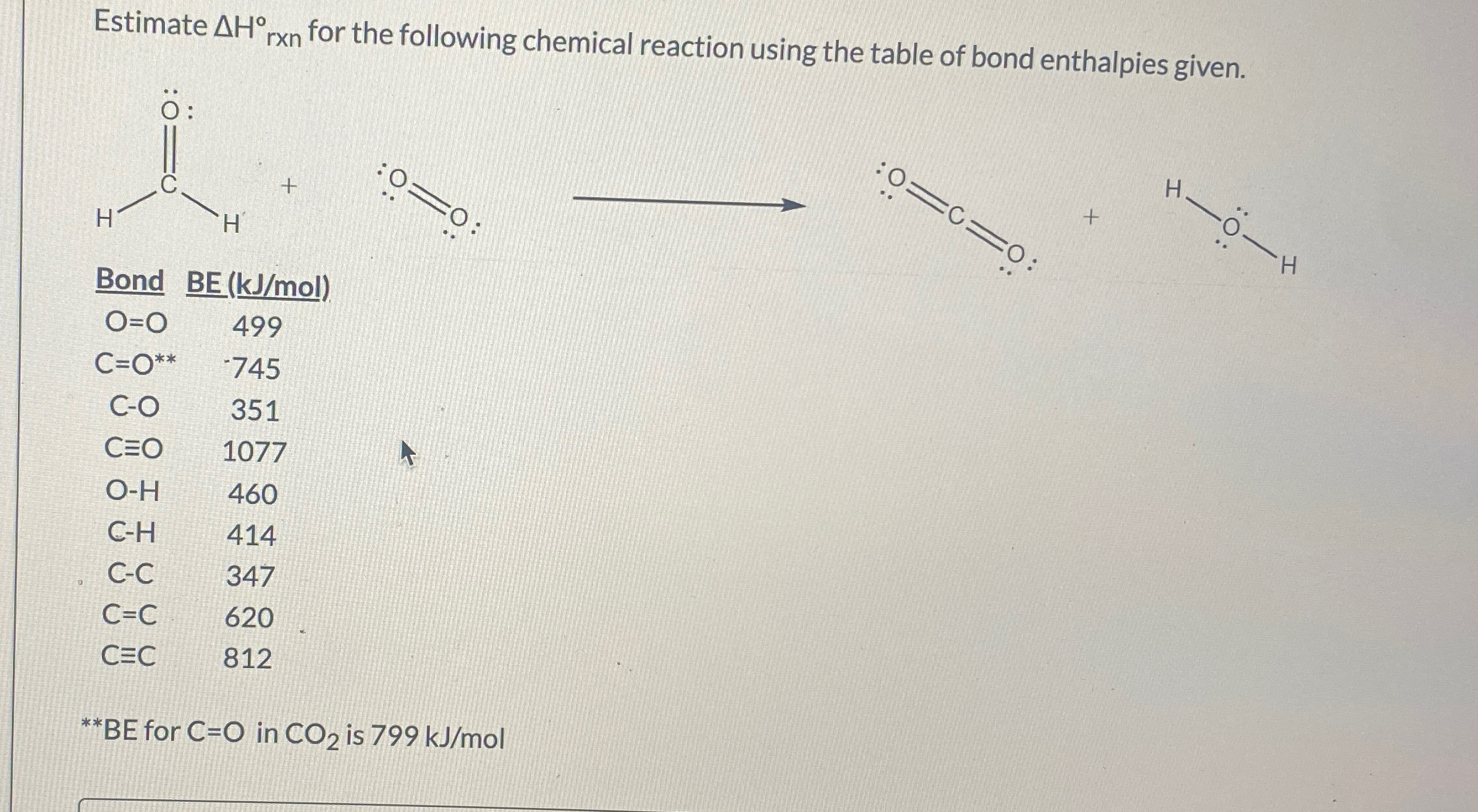 Solved Estimate ΔH°?rxn ﻿for the following chemical reaction | Chegg.com