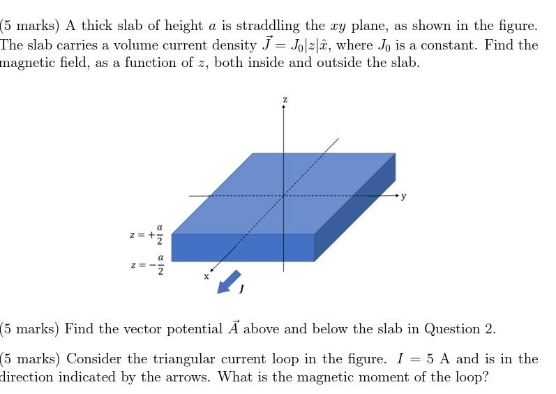 Solved (5 marks) A thick slab of height a is straddling the | Chegg.com