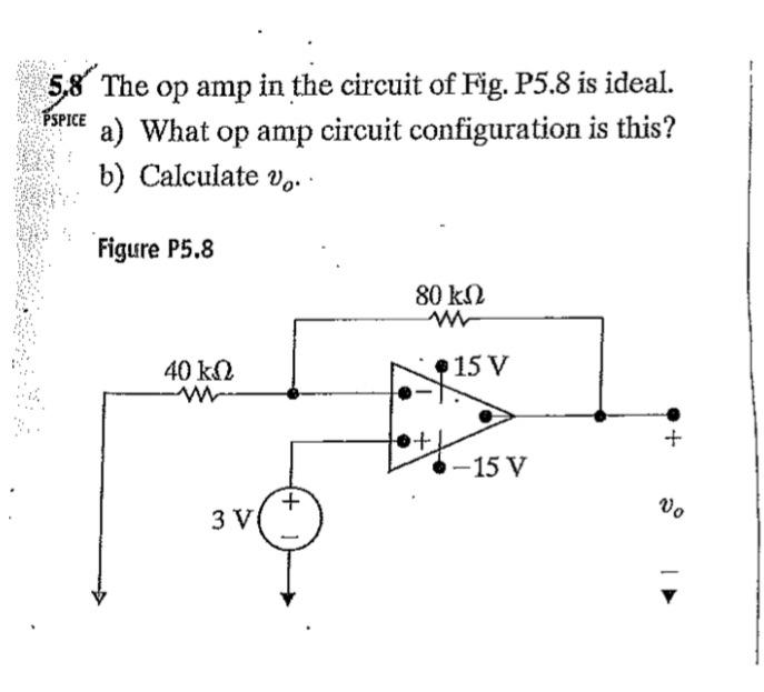 Solved 58′ The Op Amp In The Circuit Of Fig. P5.8 Is Ideal. | Chegg.com