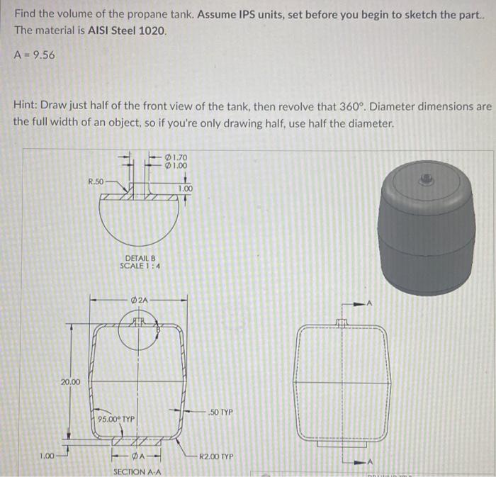 Solved Find the volume of the propane tank. Assume IPS | Chegg.com
