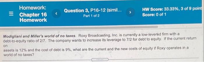 Solved 3 Homework: Chapter 16 Homework Question 3, P16-12 | Chegg.com
