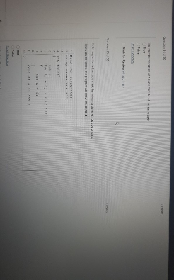 Solved Question 12 of 50 1 Points To pass a pointer to the | Chegg.com