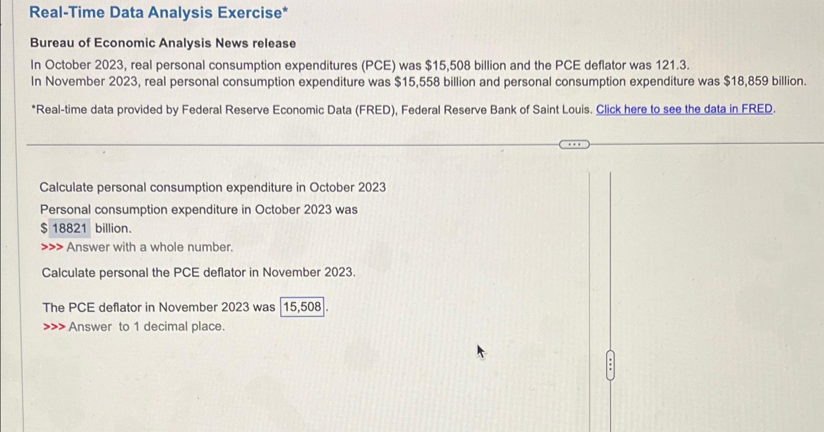 Solved Real-Time Data Analysis Exercise*Bureau of Economic | Chegg.com