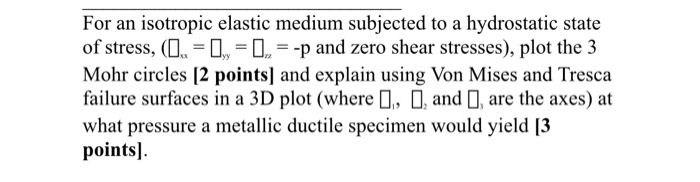 Solved For an isotropic elastic medium subjected to a | Chegg.com