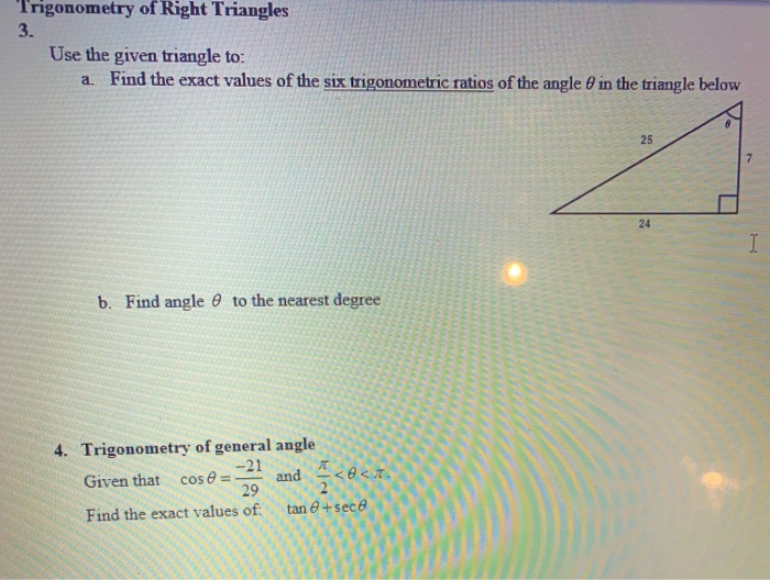 Solved Trigonometry of Right Triangles Use the given | Chegg.com