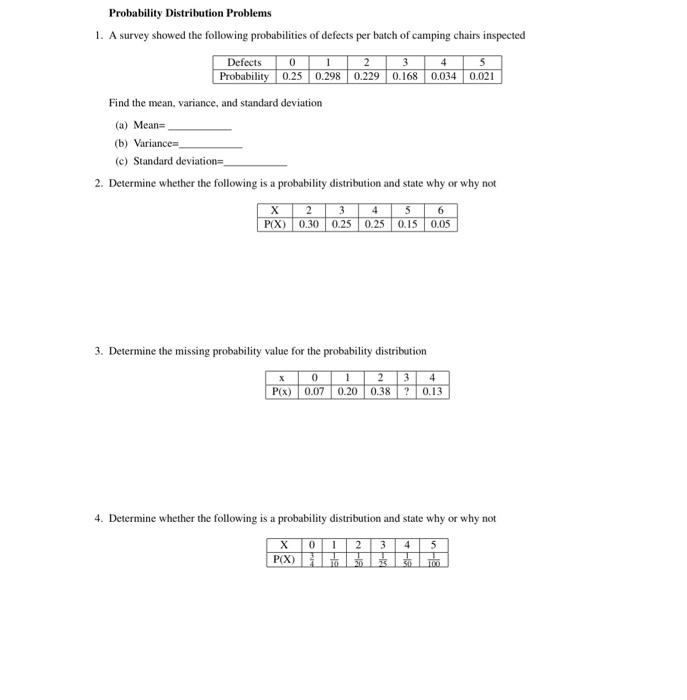 Solved 3 4 5 Probability Distribution Problems 1. A survey | Chegg.com