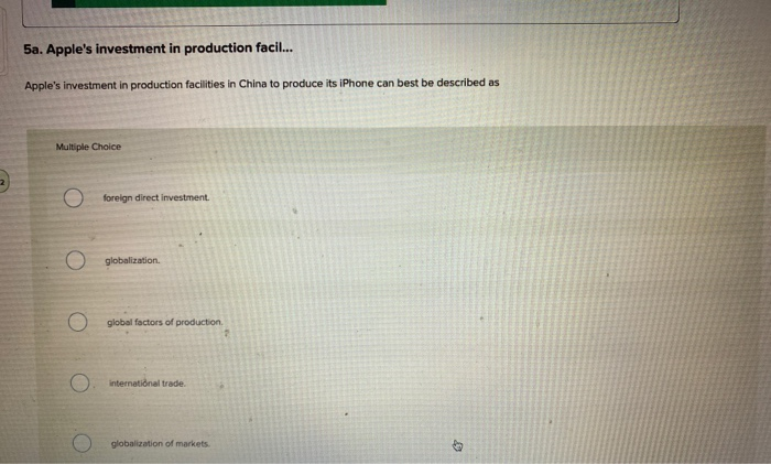 Solved 5a. Apple's investment in production facil... Apple's | Chegg.com