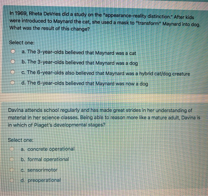 Solved In 1969 Rheta DeVries did a study on the Chegg